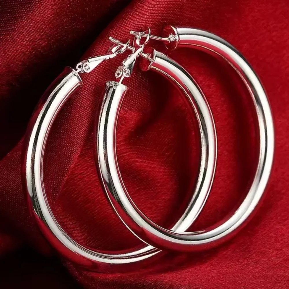 Timeless Silver Hoop Earrings with Hinged Closure